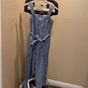 Warehouse linen strips jumpsuit